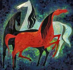 Eyvind Earle Three Noble Horses reproduction peinte à la main