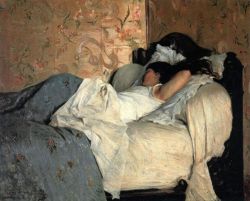 Federico Zandomeneghi In Bed - 1878 reproduction peinte à la main