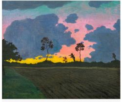 Felix Vallotton Coucher De Soleil Nuages   Bleus. 1918. reproduction peinte à la main