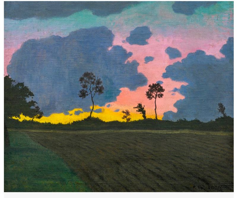 Felix Vallotton Coucher De Soleil Nuages   Bleus. 1918.