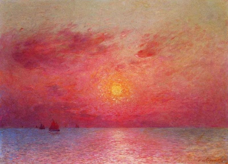 Ferdinand Du Puigaudeau Sailboats At Sea - Evening
