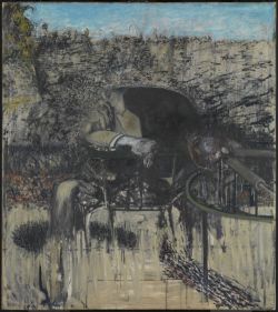 Peinture sur toile de Francis Bacon, Personnage dans un paysage reproduction peinte à la main