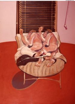 Peinture sur toile de Francis Bacon triptyque, Two figures on a bed with attendants 1968 - Part 2 reproduction peinte à la main