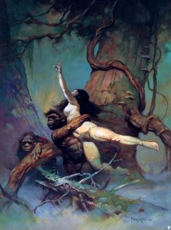 Frank Frazetta Jane Captured By Gorillas reproduction peinte à la main