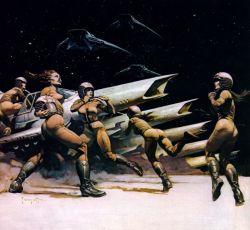 Frank Frazetta Space 104 Attack reproduction peinte à la main