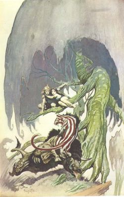 Frank Frazetta Tarzan Jane And Beast reproduction peinte à la main