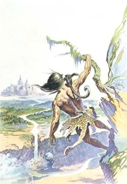 Frank Frazetta Tarzan Looking At A City reproduction peinte à la main