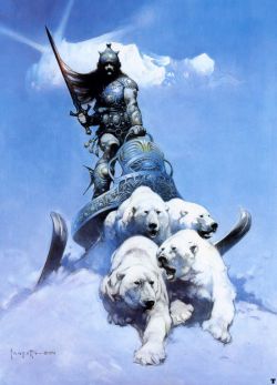 Frank Frazetta The Silver Warrior reproduction peinte à la main