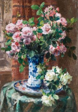 Frans Mortelmans Pink Roses 1924 reproduction peinte à la main