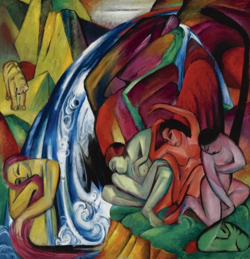 Franz Marc, La cascade (femmes sous une cascade) - 1912