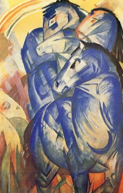 Franz Marc The Tower Of Blue Horses Der Turm Der Blauen Pferde 1913 reproduction peinte à la main