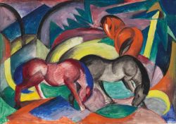 Franz Marc, Trois chevaux - 1912 reproduction peinte à la main