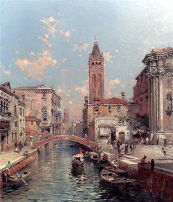 Franz Richard Unterberger Rio Santa Barnaba Venice reproduction peinte à la main