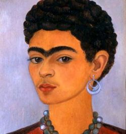 Peinture sur toile de Frida Kahlo, Autoportrait Avec Des Cheveux Bouclés reproduction peinte à la main