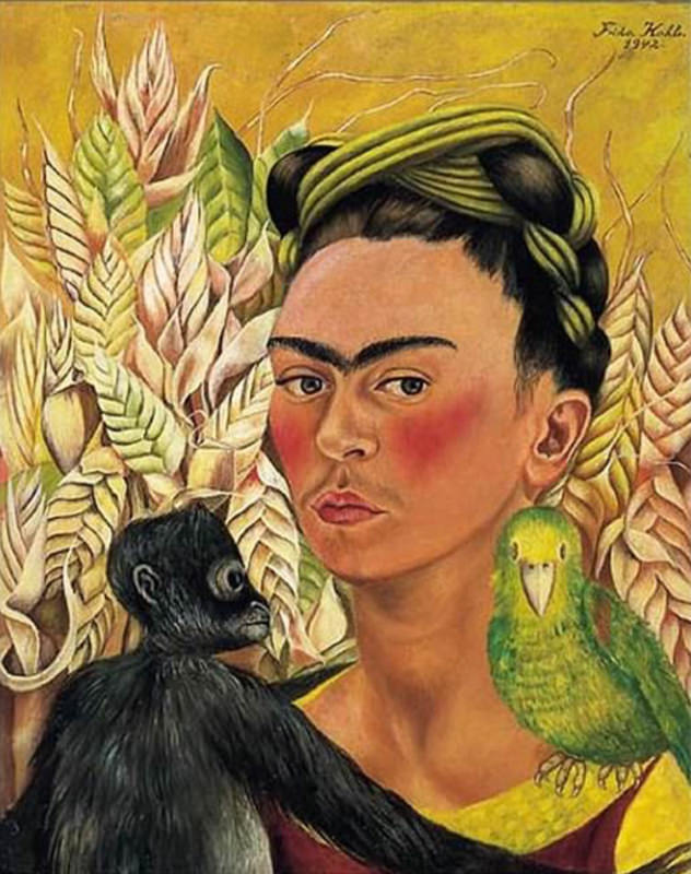 Frida Kahlo, Autoportrait Avec Un Singe Et Un Perroquet