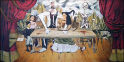 Frida Kahlo, La table blessée reproduction peinte à la main