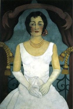 Peinture sur toile de Frida Kahlo, Portrait d'une femme en blanc reproduction peinte à la main