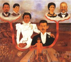 Peinture sur toile de Frida Kalo, Mes grand-parents, mes parents et moi reproduction peinte à la main