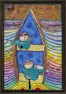 Peinture sur toile de Friedensreich Hundertwasser 831 Tender Dinghi 1982 reproduction peinte à la main