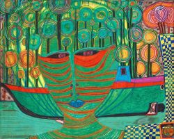 Peinture sur toile de Friedensreich Hundertwasser Columbus Landed In India 1969 reproduction peinte à la main