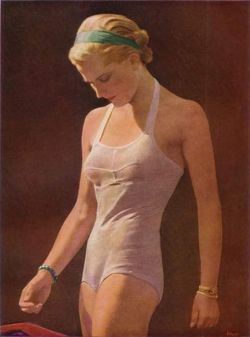 Friedrich Schult In A Swimsuit - 1939 reproduction peinte à la main