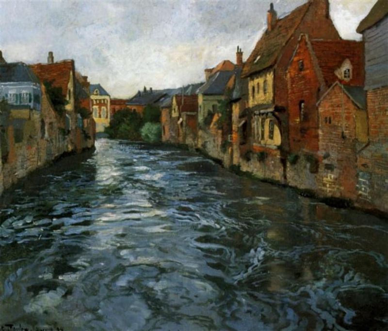 Frits Thaulow - Riverside View Of Abbeville 1894