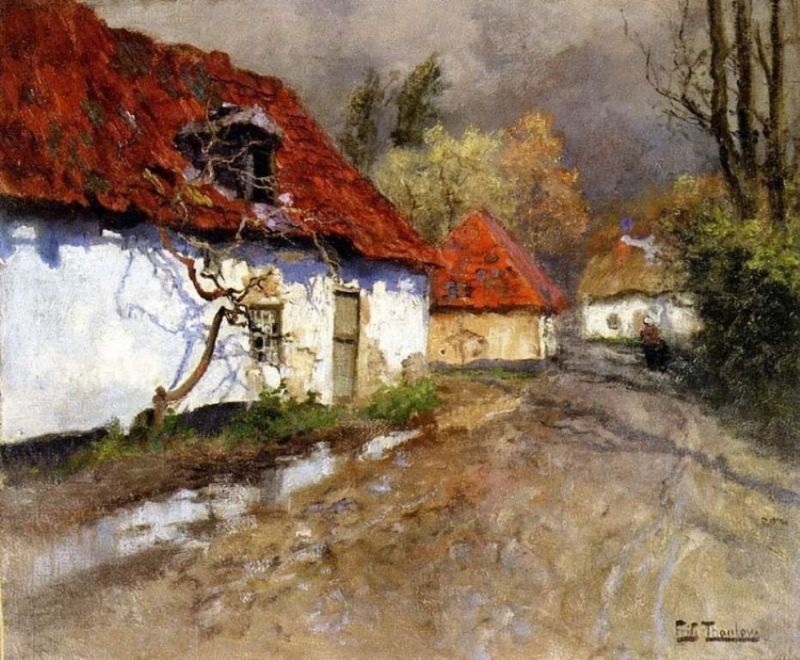 Frits Thaulow A Figure On A Village Path In Normandy 1895-96