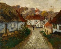 Frits Thaulow A French Village reproduction peinte à la main