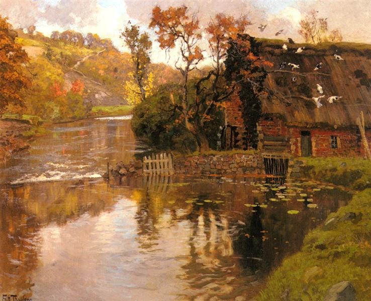 Frits Thaulow Cottage By A Stream