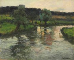 Peinture sur toile de Frits Thaulow Le Soir reproduction peinte à la main