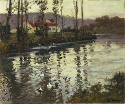 Frits Thaulow River Landscape With Ducks reproduction peinte à la main