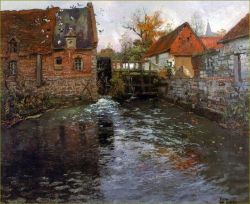 Frits Thaulow The Mill Pond reproduction peinte à la main