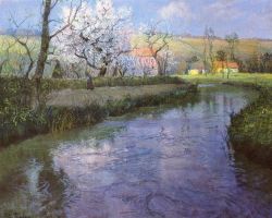 Fritz Thaulow A French River Landscape reproduction peinte à la main