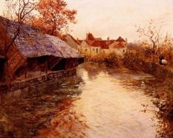 Fritz Thaulow A Morning River Scene reproduction peinte à la main
