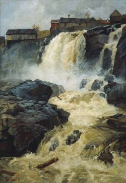 Fritz Thaulow Waterfall At Modum 1883 reproduction peinte à la main