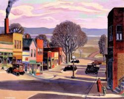 Gale Stockwell Parkville Main Street 1933 reproduction peinte à la main