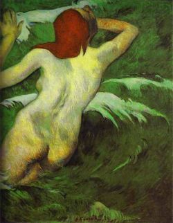 Peinture sur toile de Gauguin, Dans les vagues reproduction peinte à la main