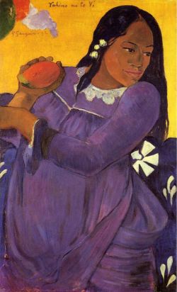 Peinture sur toile de Gauguin, Femme avec une mangue reproduction peinte à la main