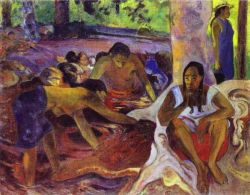 Peinture sur toile de Gauguin, Les pêcheuses Tahitiennes reproduction peinte à la main