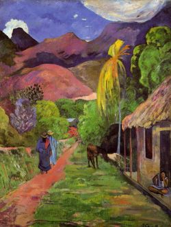 Peinture sur toile de Gauguin, Route à Tahiti reproduction peinte à la main