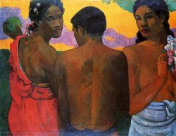 Peinture sur toile de Gauguin, Trois Tahitiens reproduction peinte à la main