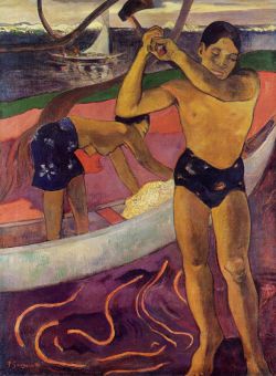 Peinture sur toile de Gauguin, Un homme avec une hache reproduction peinte à la main