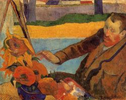 Peinture sur toile de Gauguin, Van Gogh peignant ses tournesols reproduction peinte à la main