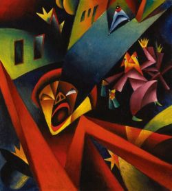 Georg Scholz Nachtlicher Larm - Bruit Nocturne - 1919 reproduction peinte à la main