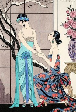George Barbier Art Nouveau - The Difficult Admission reproduction peinte à la main