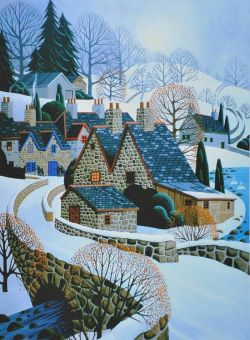 George Callaghan Village In Winter reproduction peinte à la main