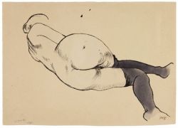 George Grosz, Liegender weiblicher Akt, 1922 reproduction peinte à la main