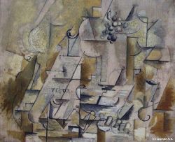 Georges Braque Compotier Bouteille Et Verre reproduction peinte à la main