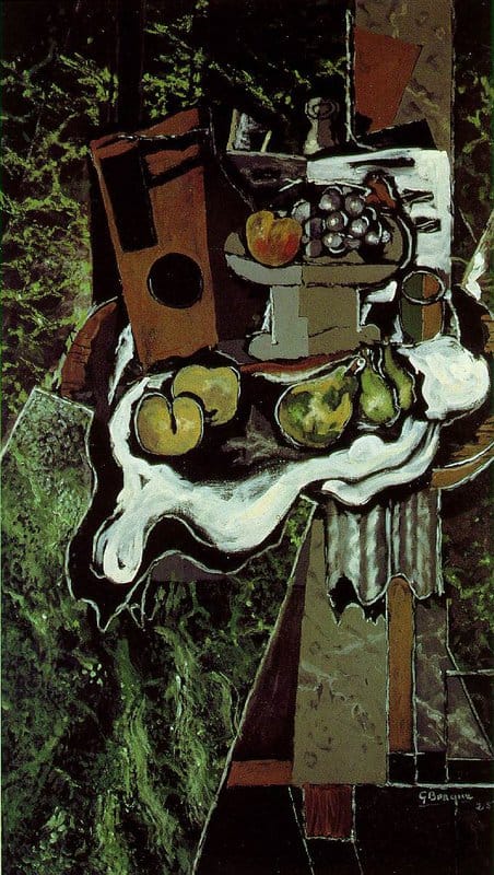Georges Braque Fruit On A Tablecloth With A Fruitdish