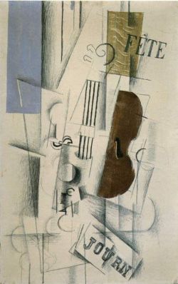 Georges Braque Violin And Newspaper reproduction peinte à la main